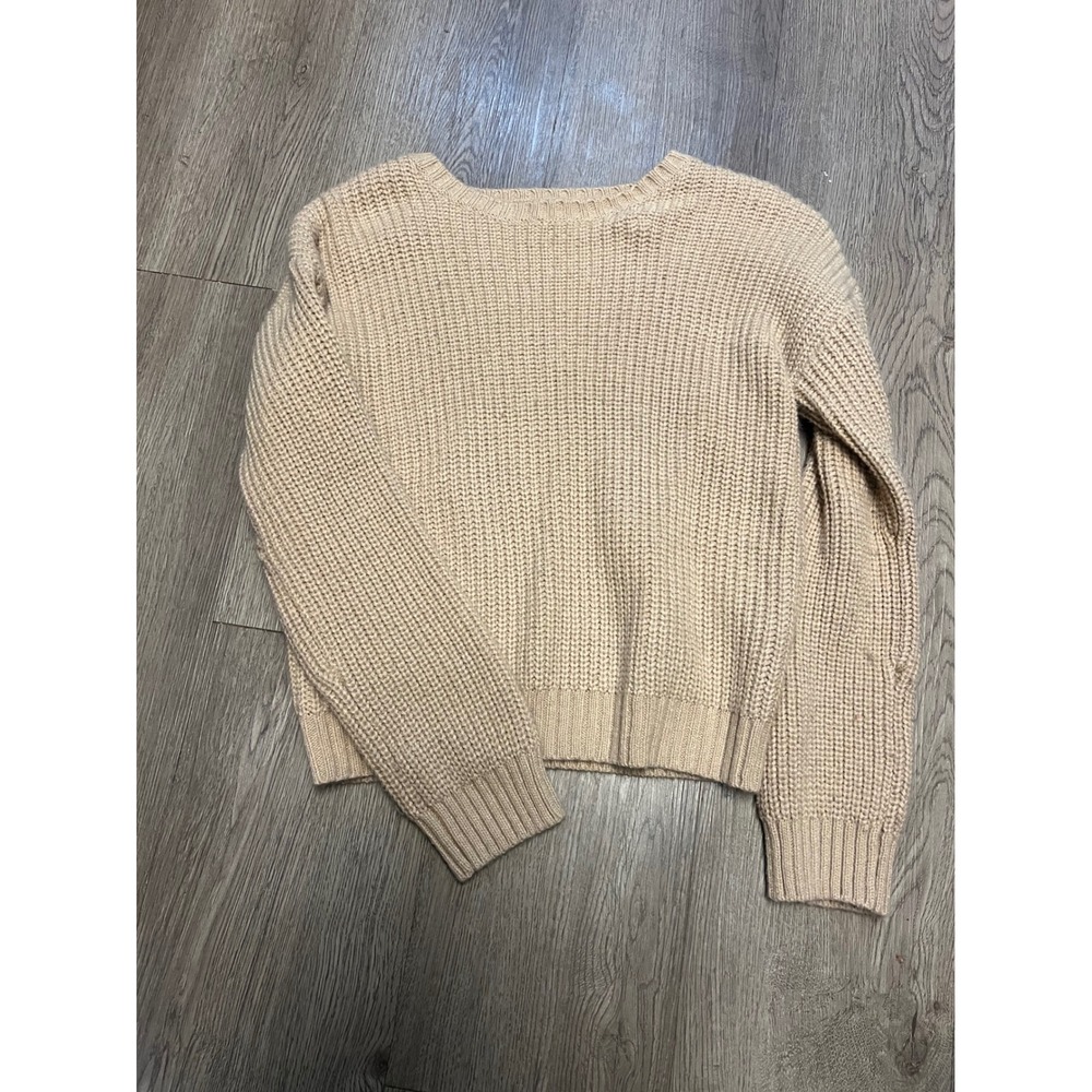 Bixby Nomad Womens Tan Beige Shaker Stitch Crew Neck Knit Sweater Size M